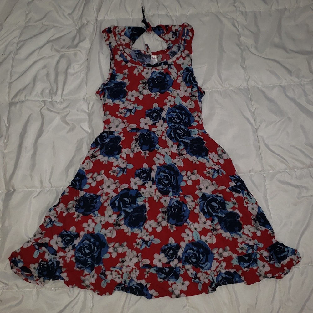 Red and blue floral Justice dress